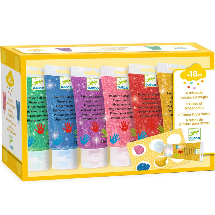 6 tubes de peinture à doigt pailletée