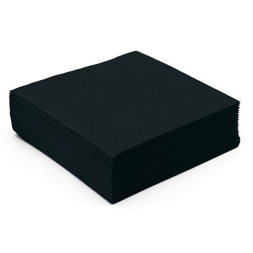 50x Serviettes Micro-gauffre 38 x 38 cm Noir