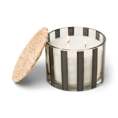 Al Fresco Striped Glass Candle (340g) - Black