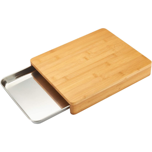 LAGUIOLE Planche a Decouper en Bambou avec Tiroir de Stockage Inox