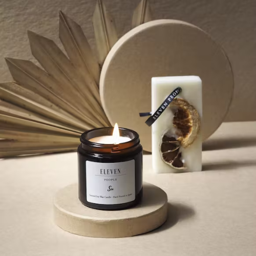 Eleven People Coffret Cadeau Bougie & Barre de Cire Mandarine au citron vert et basilic
